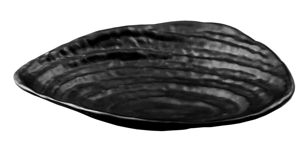 Black Muschelschale geriffelt 20 x 16 x 2,7 cm matt schwarz